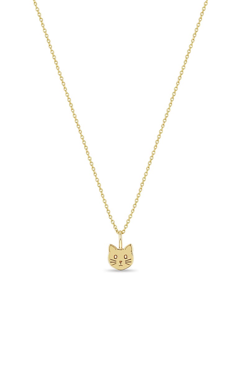 Zoë Chicco Midi Bitty Cat Charm, Alternate, color, Yellow Gold