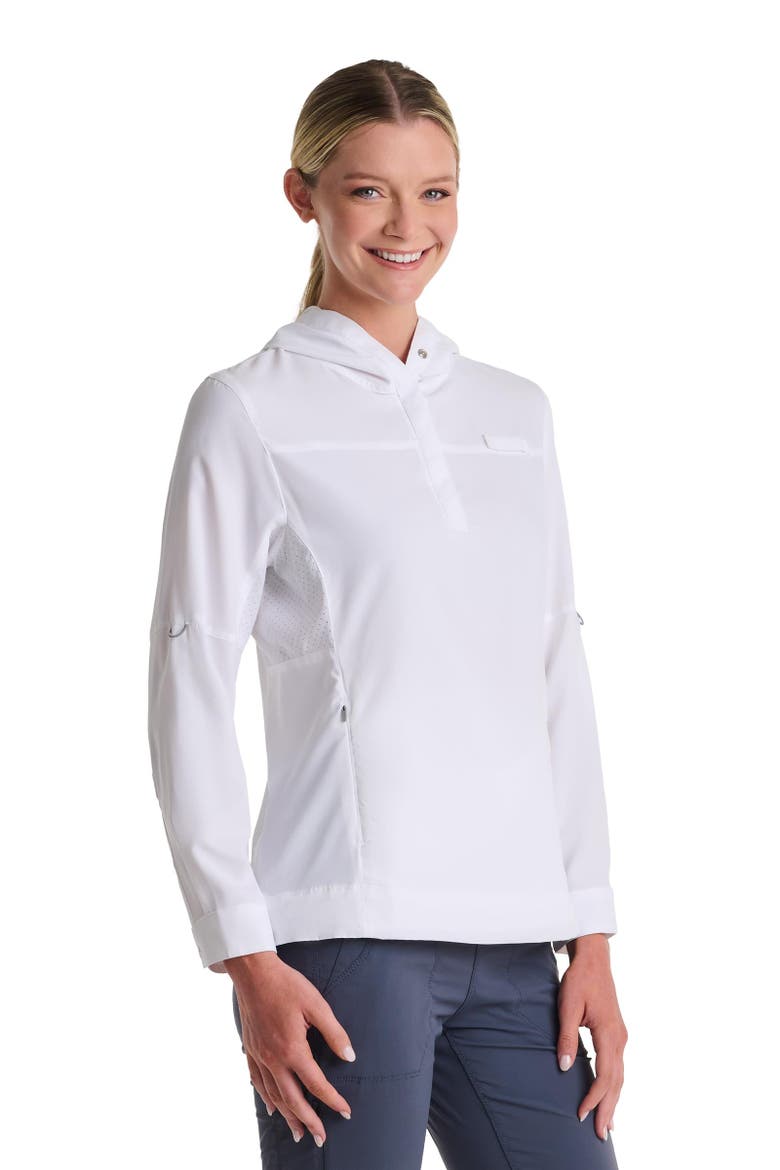 Women's Sea Spray Henley Hoodie, UPF 50+ Sun Protection, Alternate, color, White