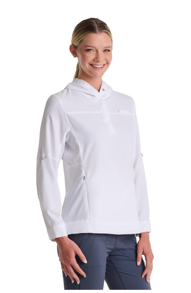 Coolibar Women's Henley Hoodie - UPF 50+ Sun Protection - Sea Spray, Alternate, color, White