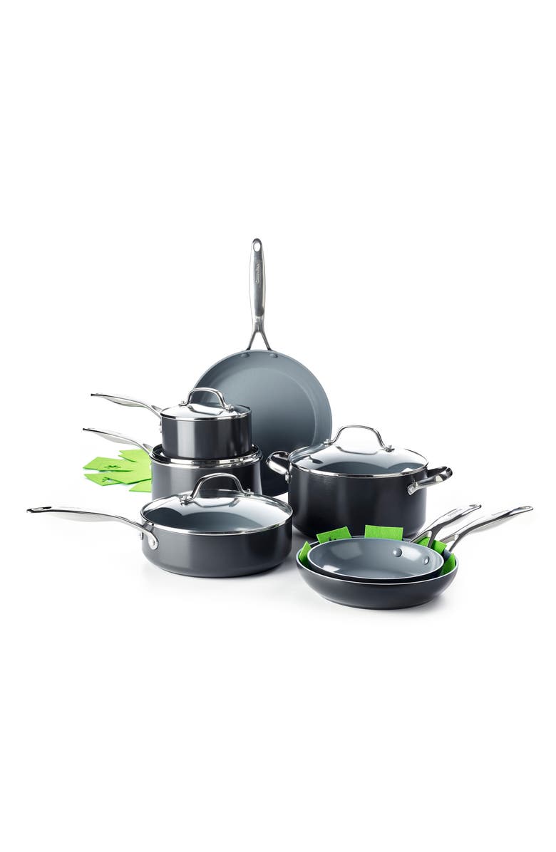GreenPan Valencia Pro 11-Piece Anodized Aluminum Ceramic Nonstick Cookware Set, Main, color, 
