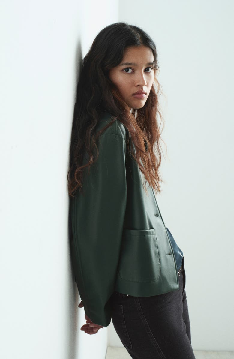 MANGO TEEN Faux Leather Jacket, Alternate, color, Green