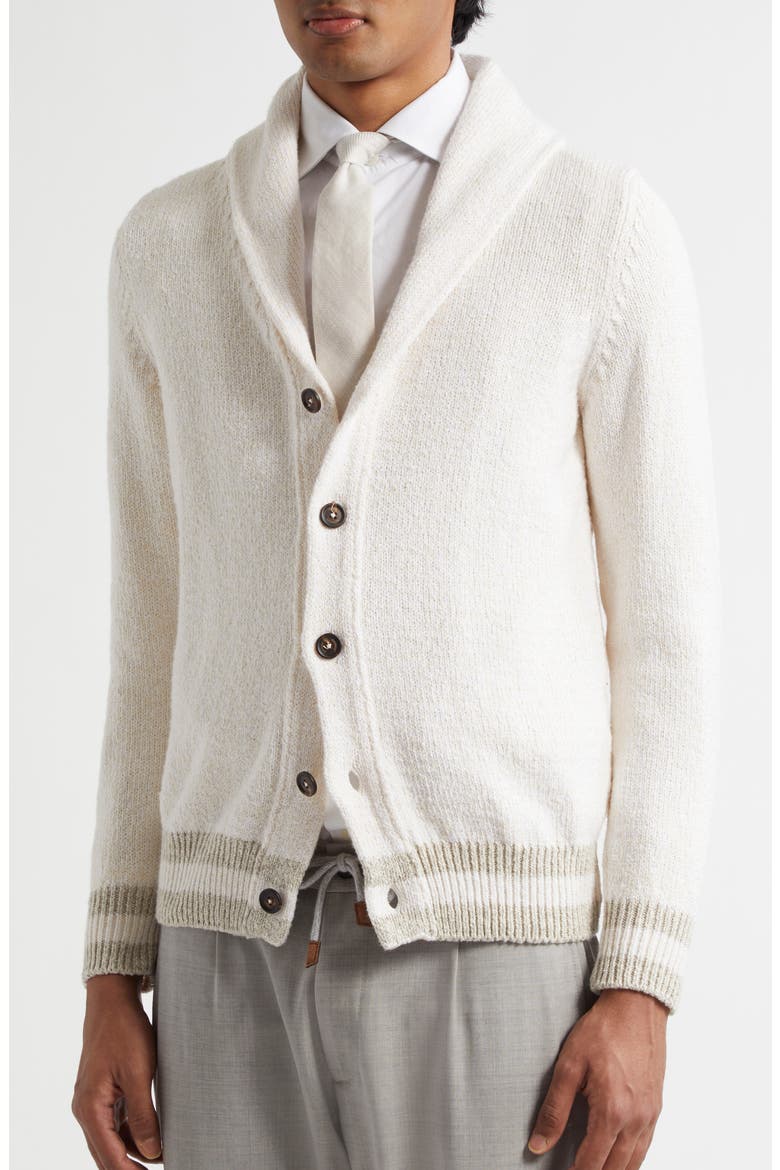 Shawl Collar Cardigan, Alternate, color, WHITE SAND AND WHITE