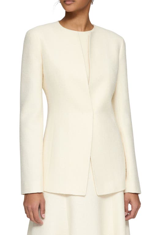 Lafayette 148 Cutaway Tailored Wool-blend Jacket In Cloud