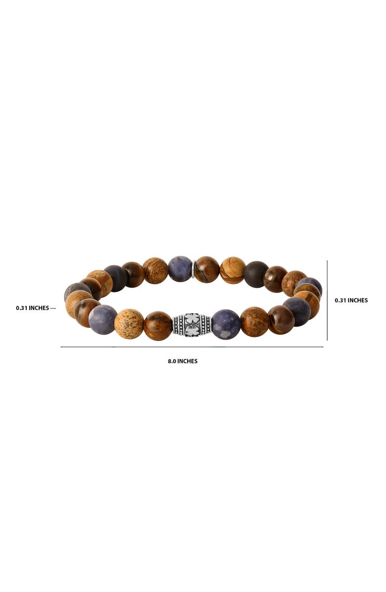 Lucky Brand Jasper and Tigers Eye Beaded Elastic Bracelet, Alternate, color, Brown, Blue