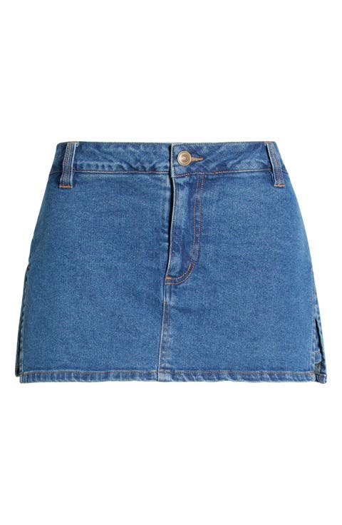 Side Slit Denim Skort