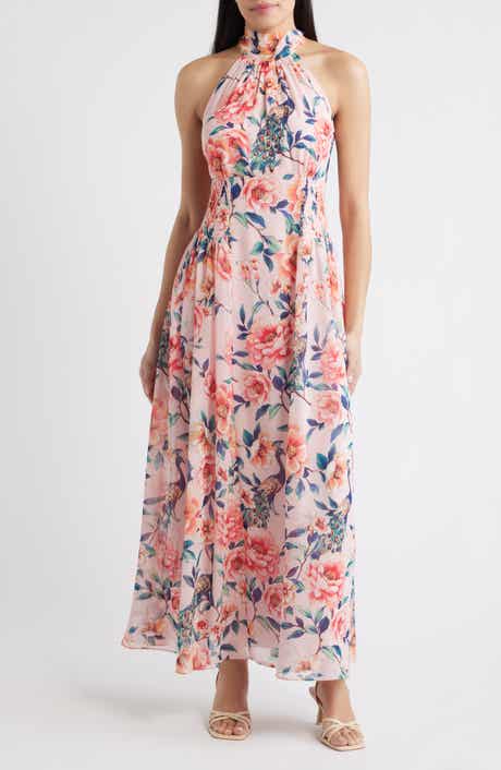 Floral Print Sleeveless Maxi Dress