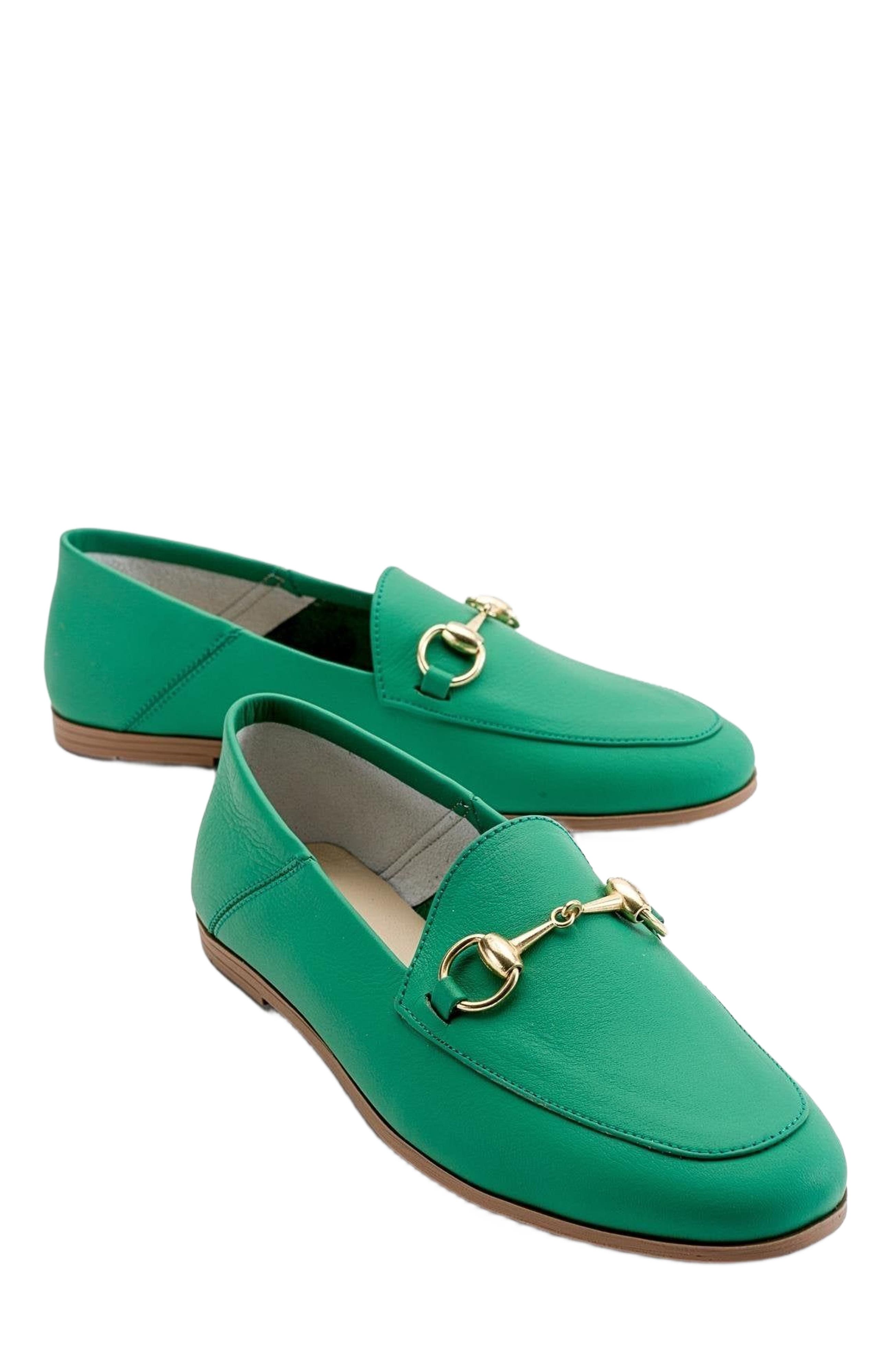 Forever & Always Shoes Penny Leather Horsebit Loafers, Main, color, Green Leather