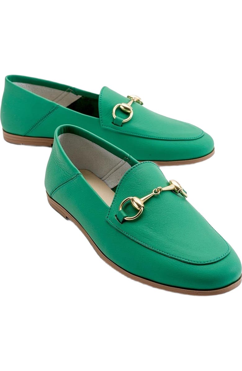 Forever & Always Shoes Penny Leather Horsebit Loafers, Main, color, Green Leather