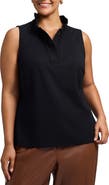 Foxcroft Tammy Ruffle Collar Crepe Sleeveless Top