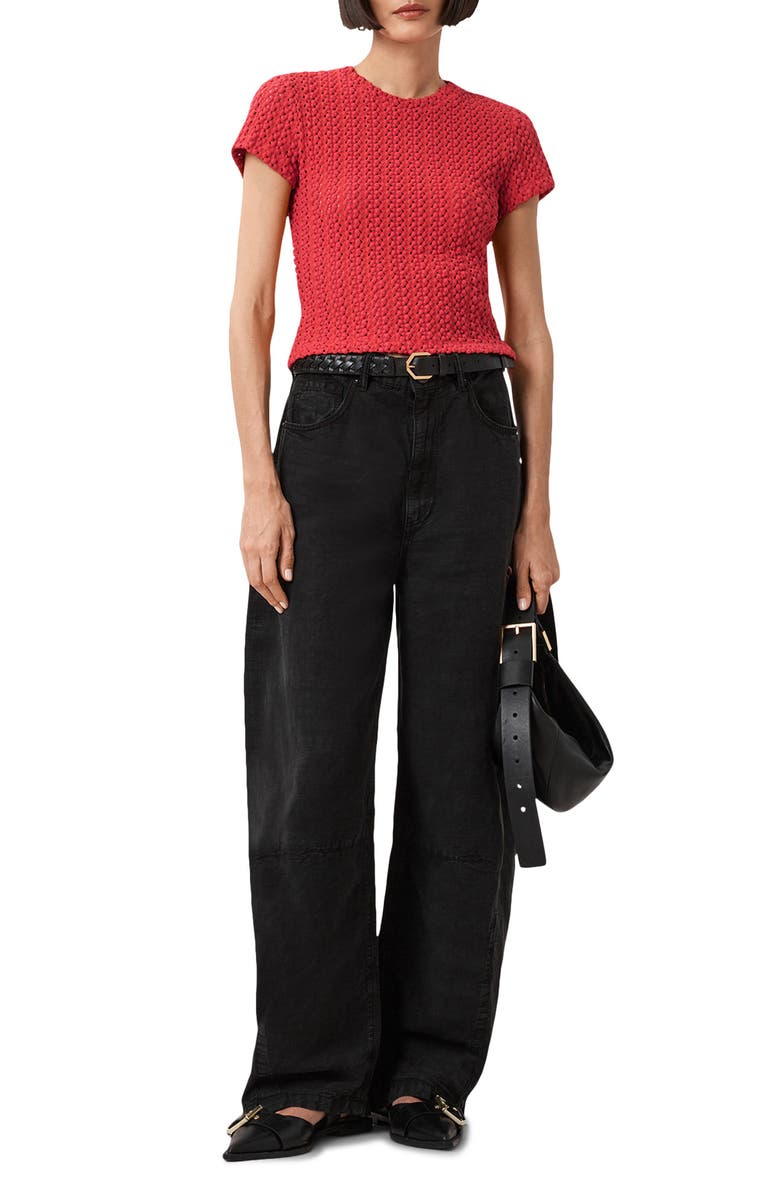 AllSaints Karma Stevie Lace Top, Alternate, color, Crimson Red