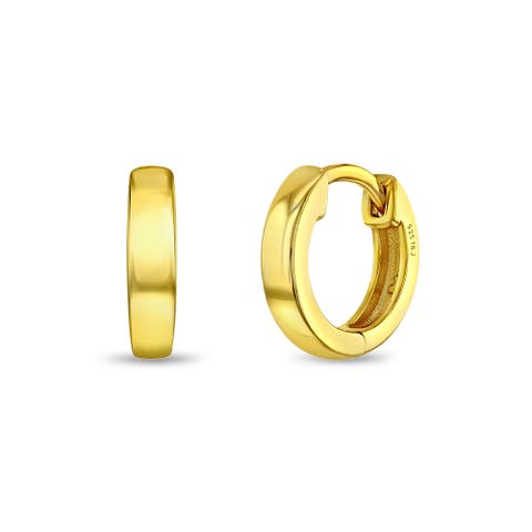 Rounded Classic Gold Plated Huggie Hoops