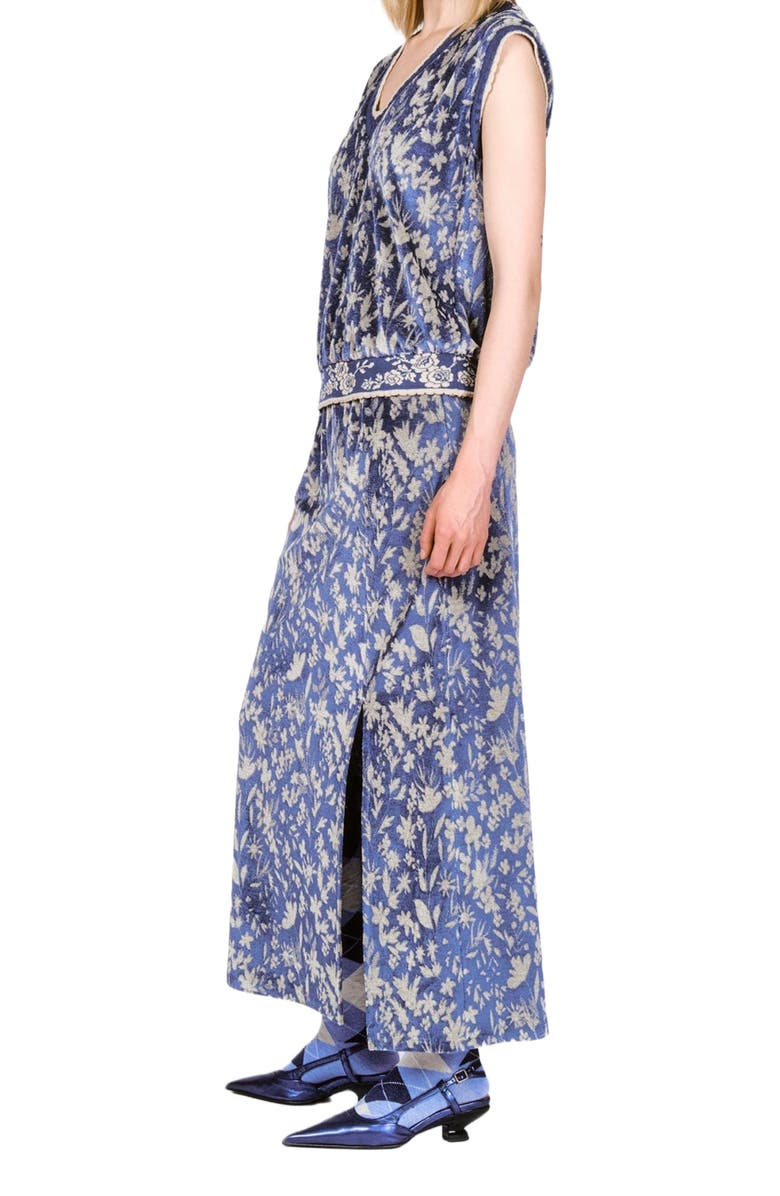 Anna Sui Bluebell Velour Maxi Skirt, Alternate, color, 