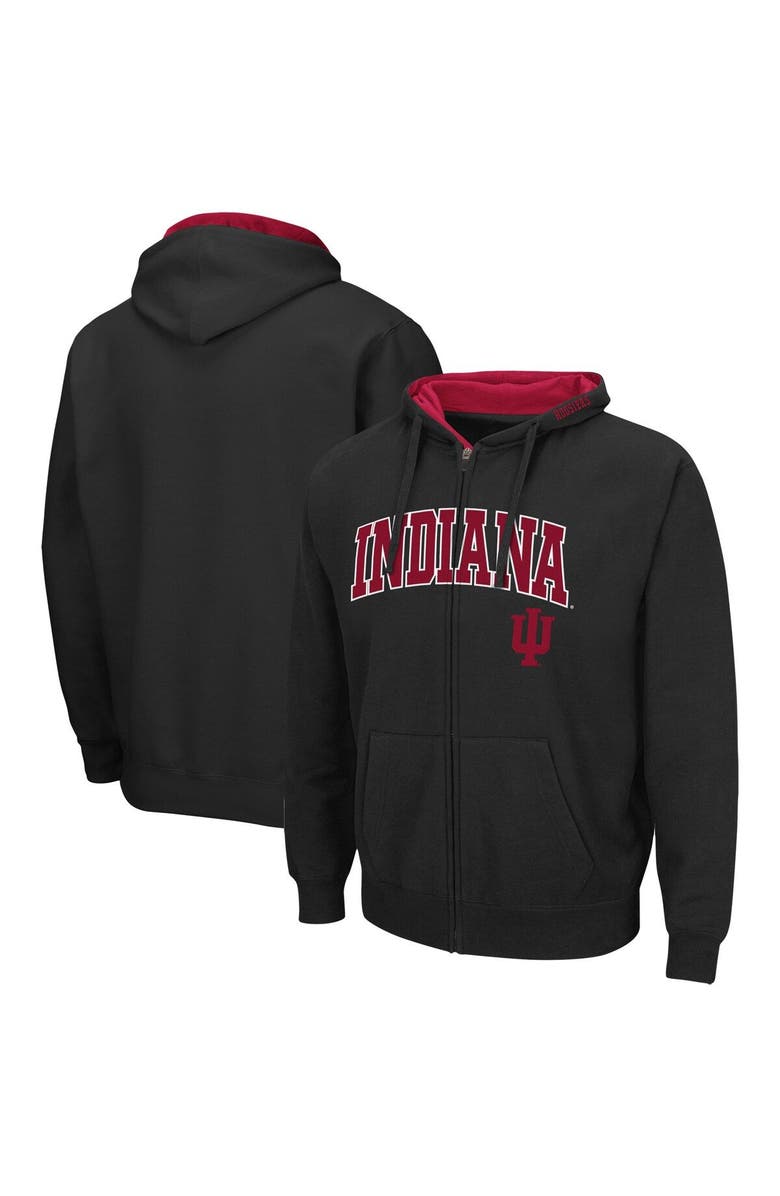 COLOSSEUM Men's Colosseum Black Indiana Hoosiers Arch & Logo 3.0 Full-Zip Hoodie, Main, color, Black