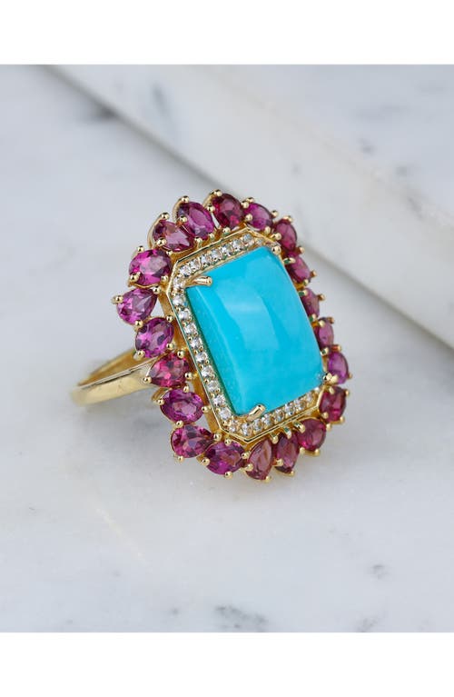 Ys Gems Blue Mohave Turquoise Halo Ring In Blue