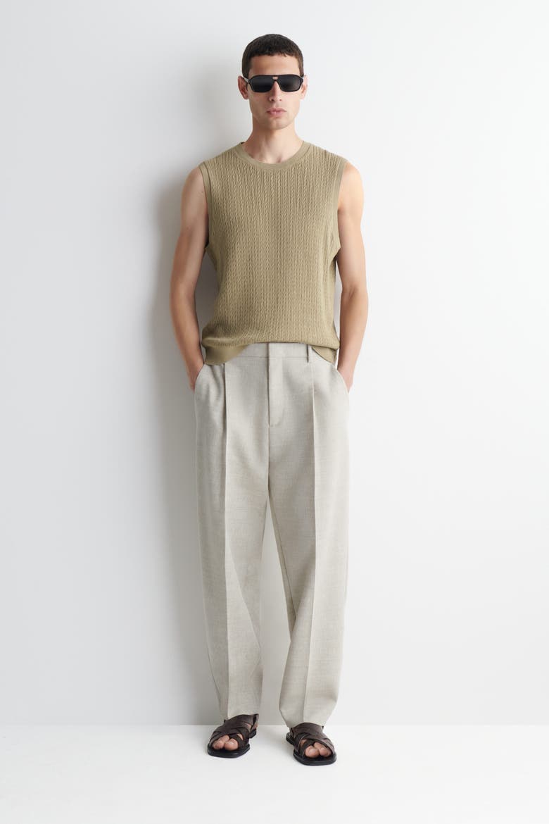 Cable-knit Cotton-linen Tank Top, Alternate, color, BEIGE