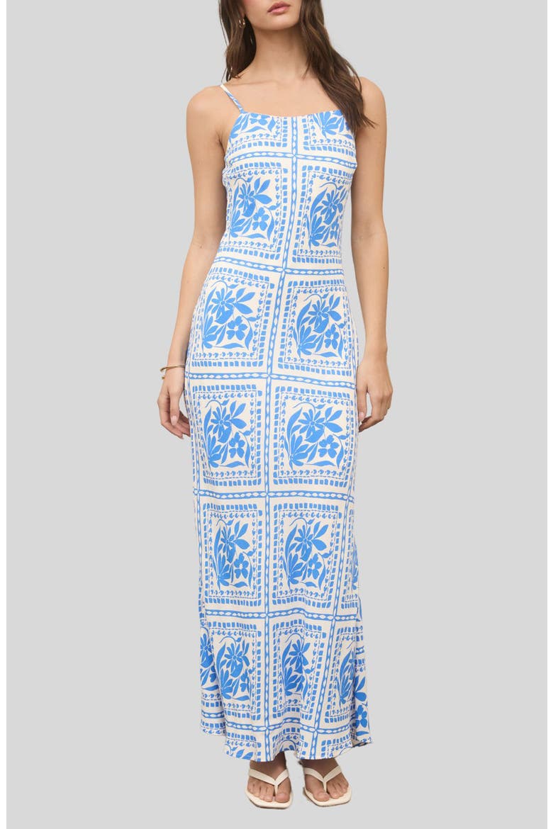 Patterned Midi Slipdress, Main, color, BLUE