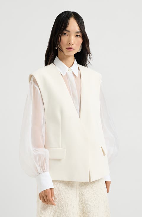 Double twill crêpe vest