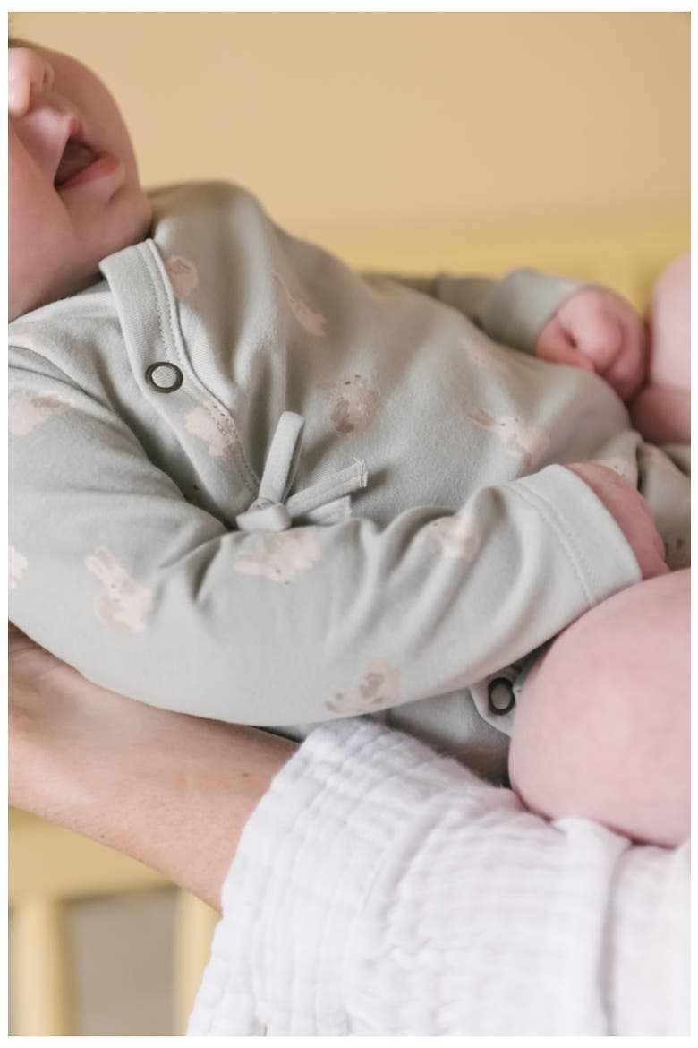 Littles Long Sleeve Organic Cotton Romper, Alternate, color, HOPPY BUNNY