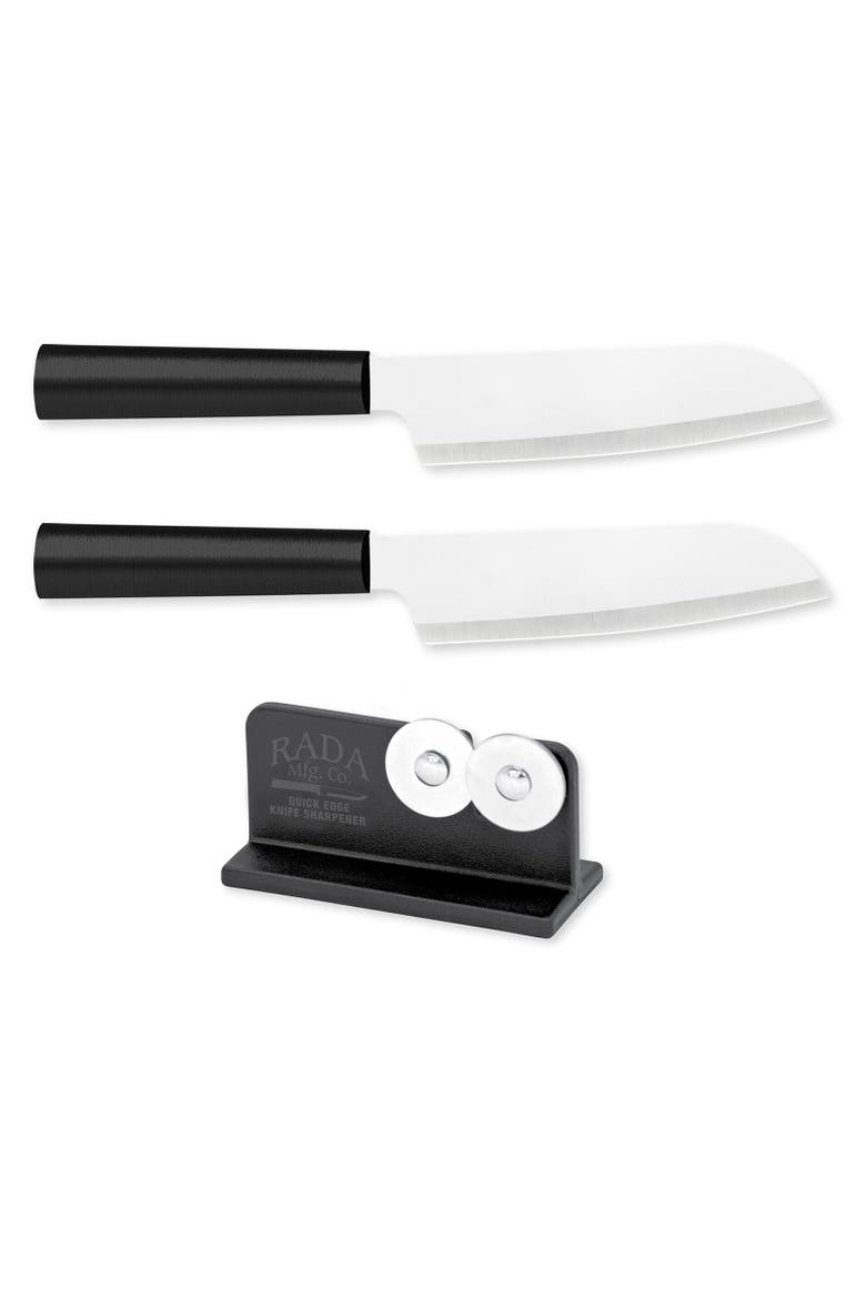 Cutlery 4.75-Inch Cook's Utility Knife Set of 2 & Quick Edge Knife Sharpener, Main, color, Black