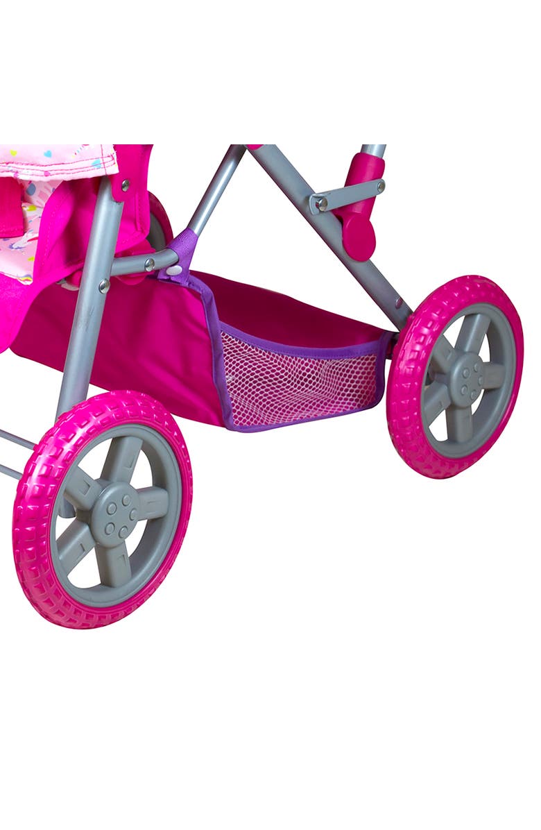 Lissi Colorful Twin Baby Doll Pram, Alternate, color, Pink