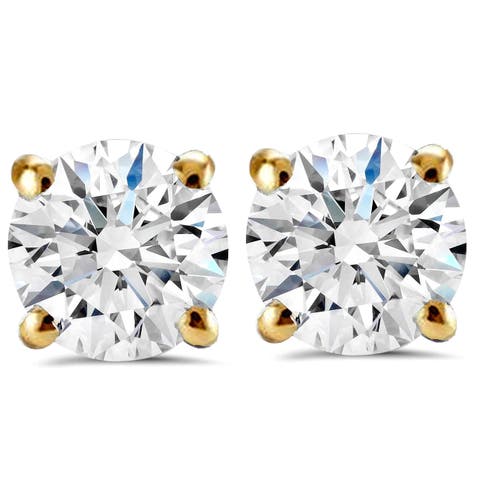 Certified 1Ct TW Round Diamond Studs 14k Gold Lab Grown