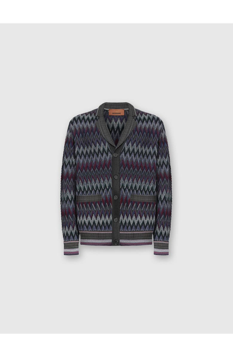 Missoni Zigzag Cardigan In Pure Wool, Main, color, Multicoloured
