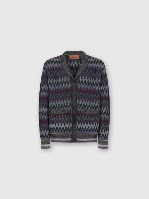 Zigzag Cardigan In Pure Wool
