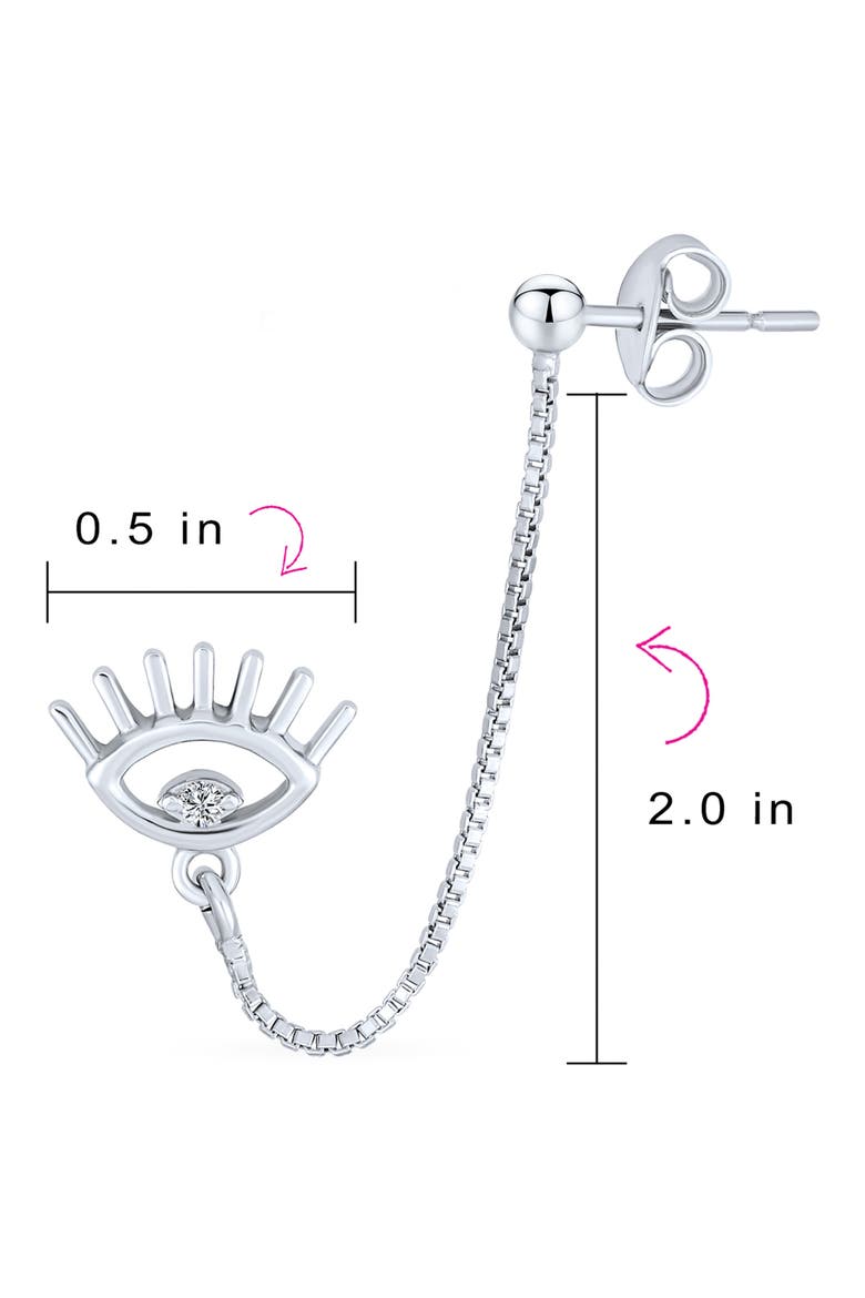 Sterling Silver CZ Draped Double Piercing Earring, Alternate, color, SILVER