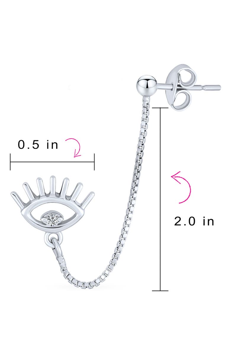 BLING JEWELRY Sterling Silver CZ Draped Double Piercing Earring, Alternate, color, 