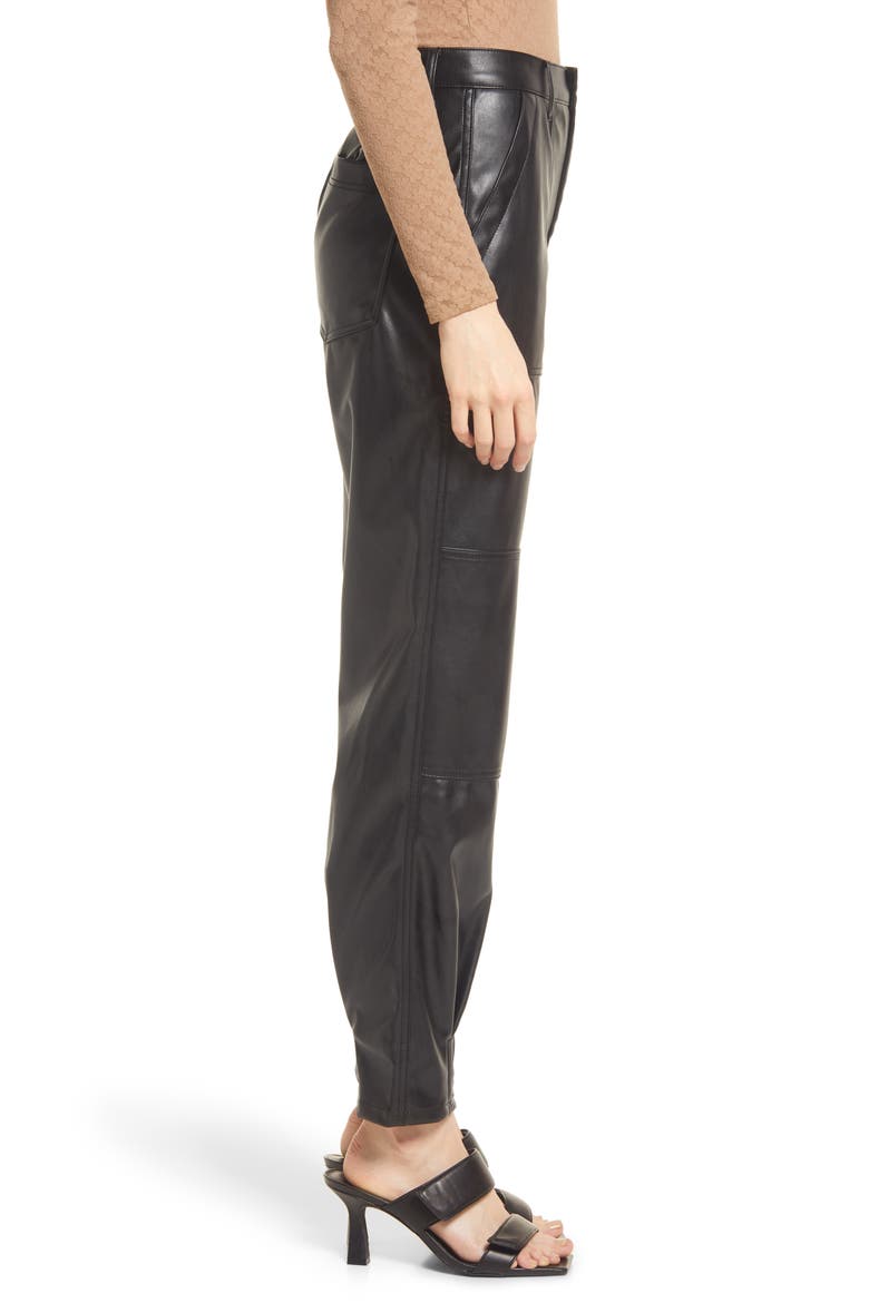 Tapered Leg Faux Leather Pants, Alternate, color, BLACK