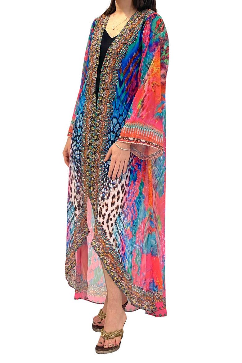 Color Print Longline Duster, Alternate, color, MULTI