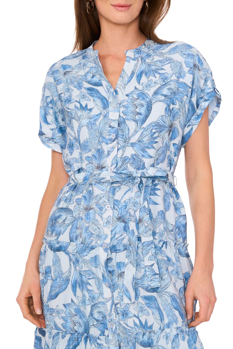 Print Tiered Maxi Dress, Alternate, color, DEW BLUE