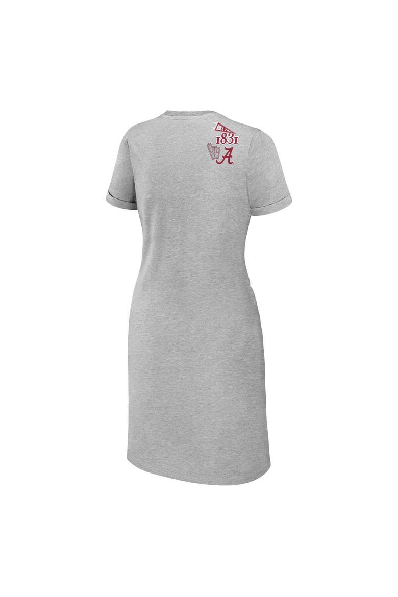 Women's WEAR by Erin Andrews Heather Gray Alabama Crimson Tide Knotted T-Shirt Dress, Alternate, color, Heather Gray