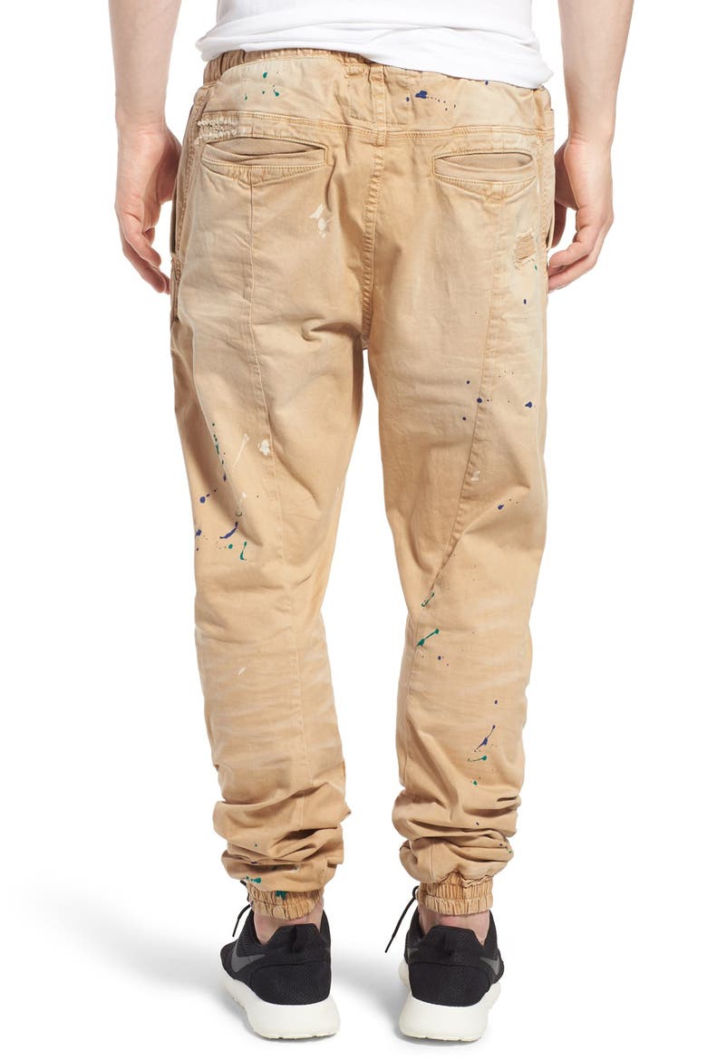 'Damiana' Splatter Paint Stretch Woven Jogger Pants, Alternate, color, KHAKI