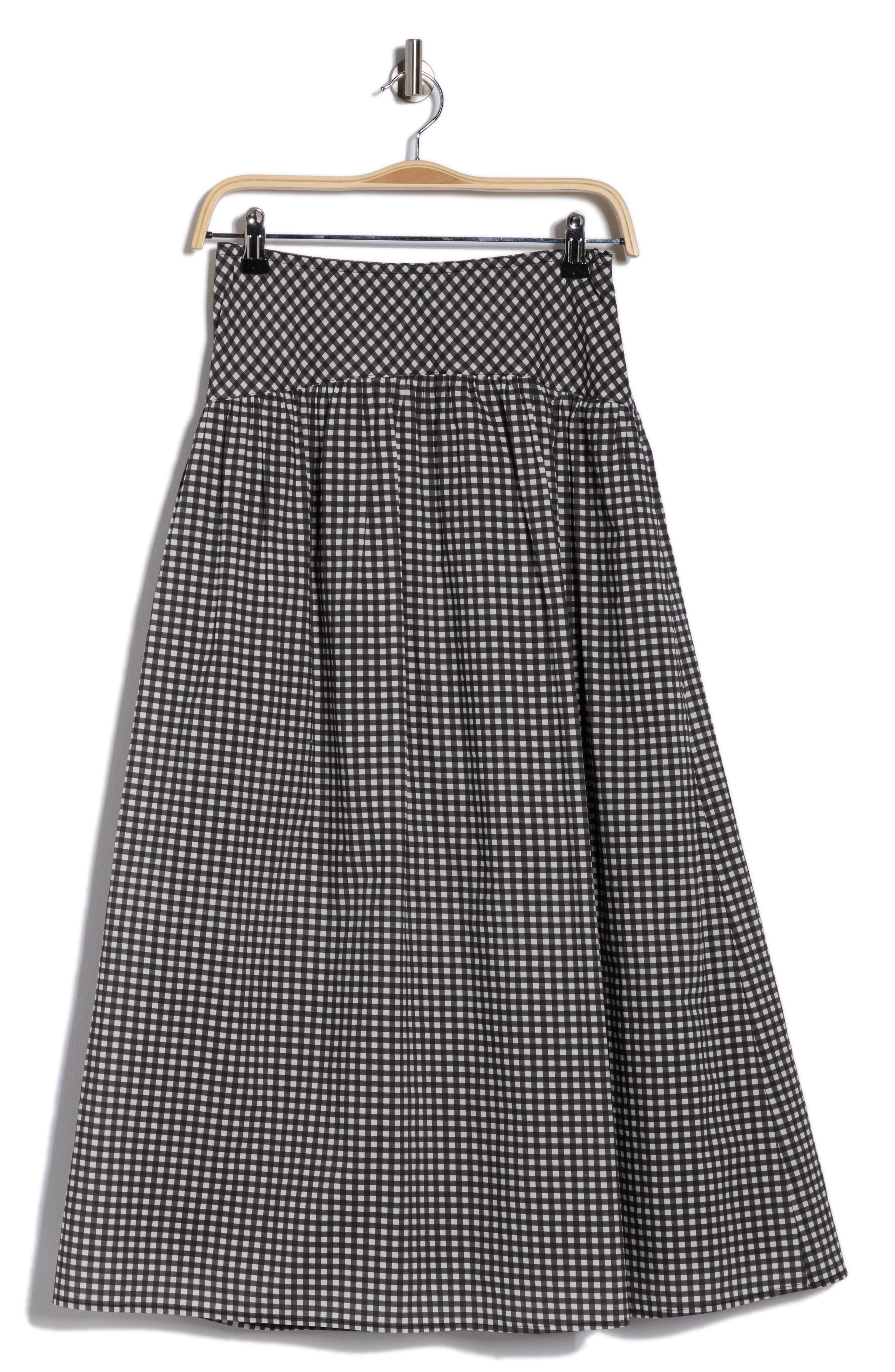 DR2 by Daniel Rainn Gingham Cotton Midi Skirt