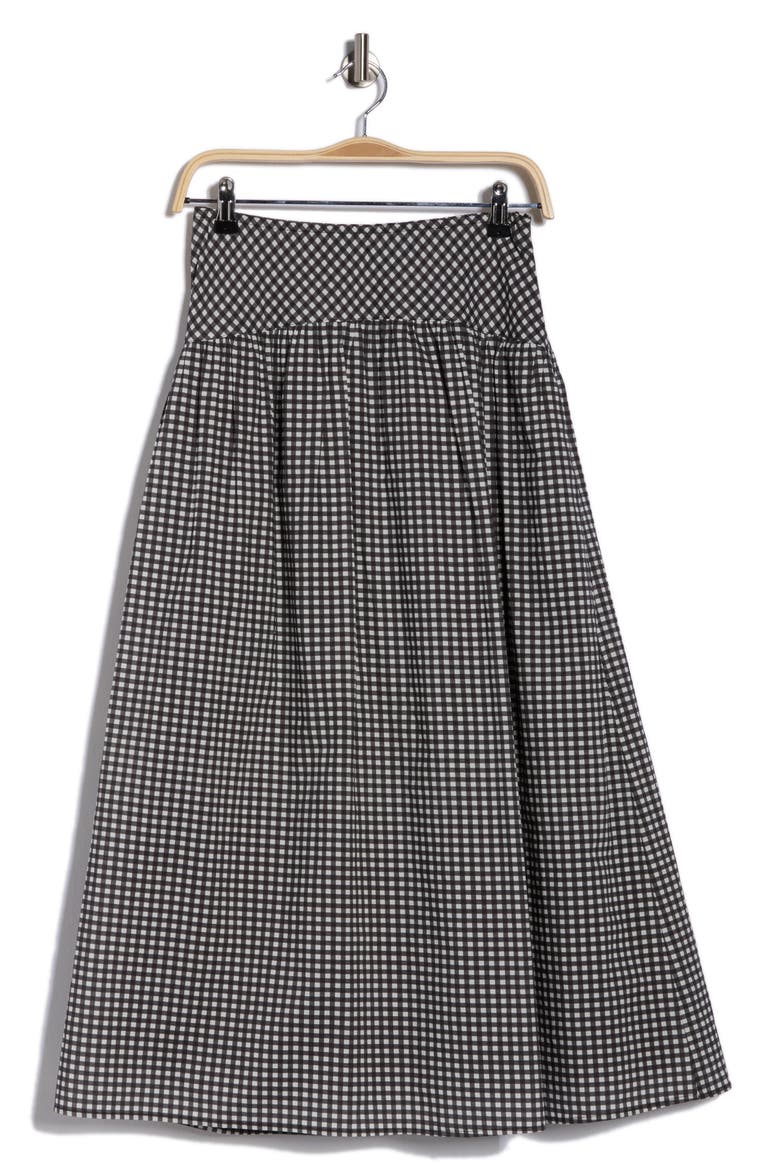Gingham Cotton Midi Skirt, Alternate, color, BLACK