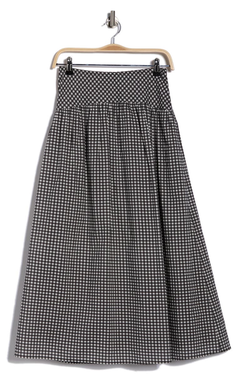 DR2 by Daniel Rainn Gingham Cotton Midi Skirt, Main, color, Black