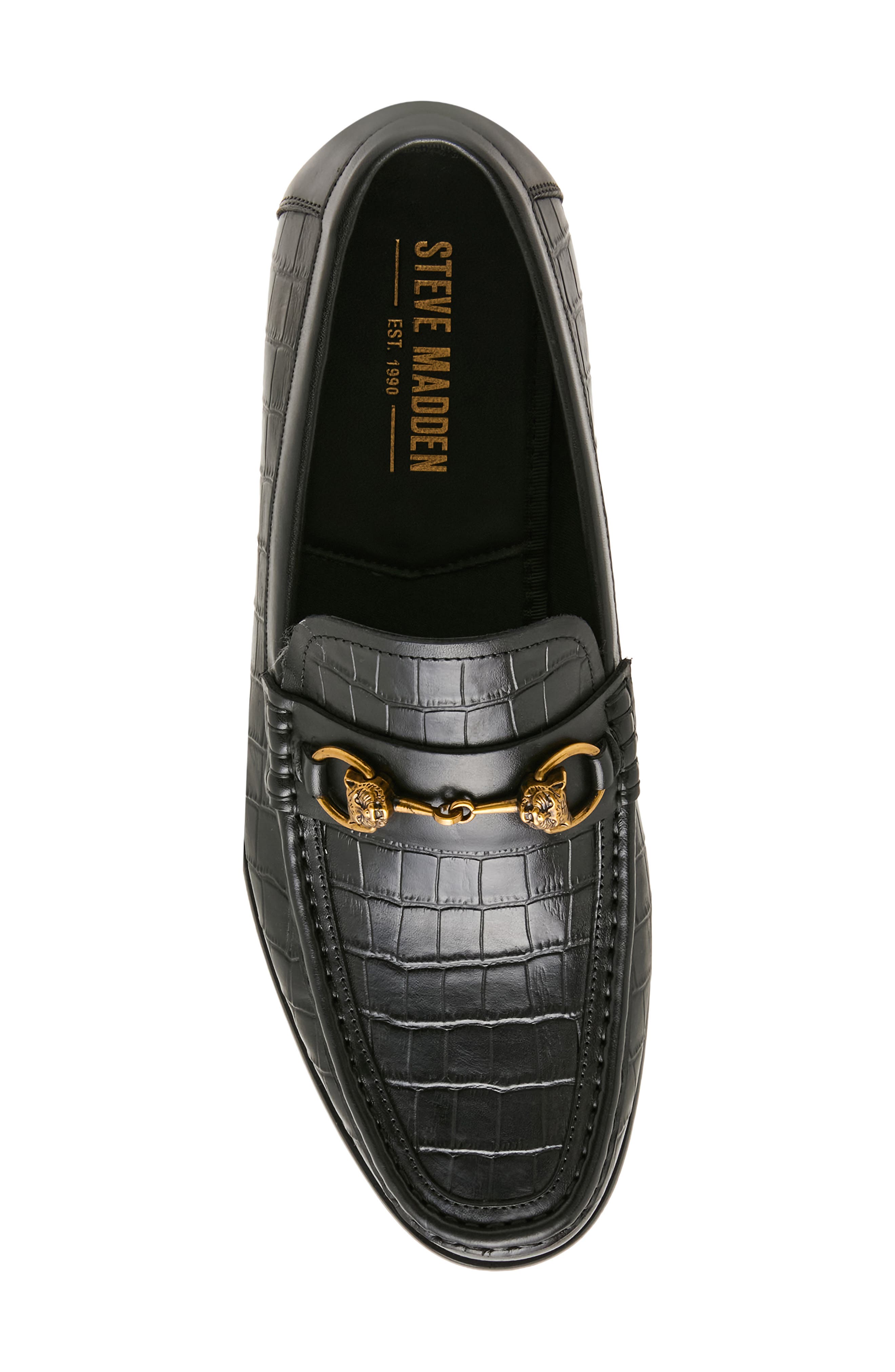 Brysin Croc Embossed Bit Loafer, Alternate, color, BLACK CROCO