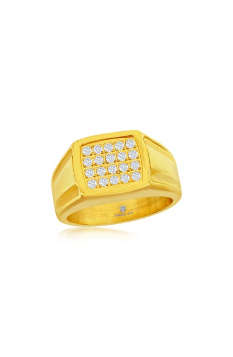 Men's Cubic Zirconia Pavé Signet Ring