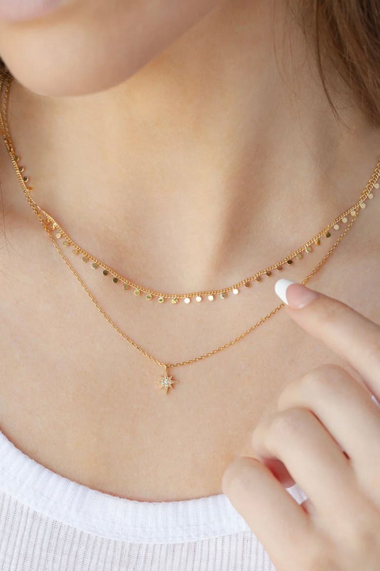 14k Gold Plated North Star Layered Necklace Statement Meaningful Jewelry, Alternate, color, Gold