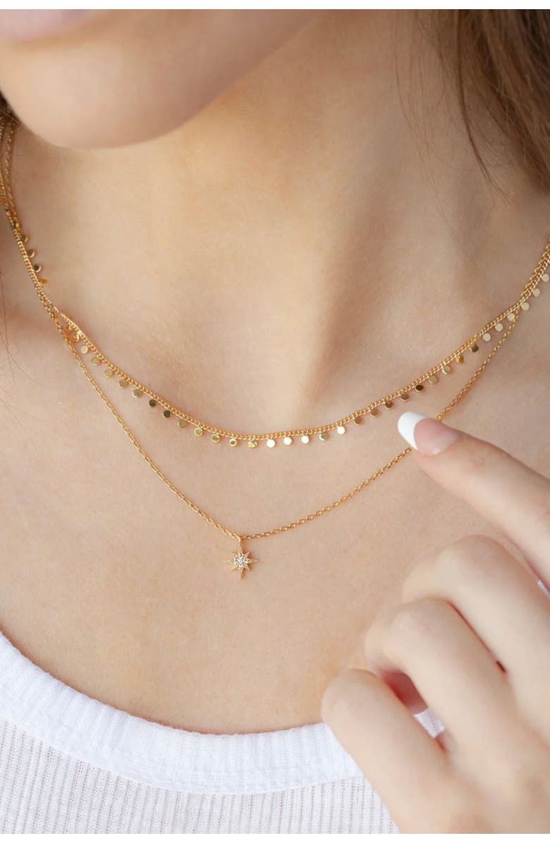 Bearfruit Jewelry 14k Gold Plated North Star Layered Necklace Holiday Gift Idea, Alternate, color, Gold