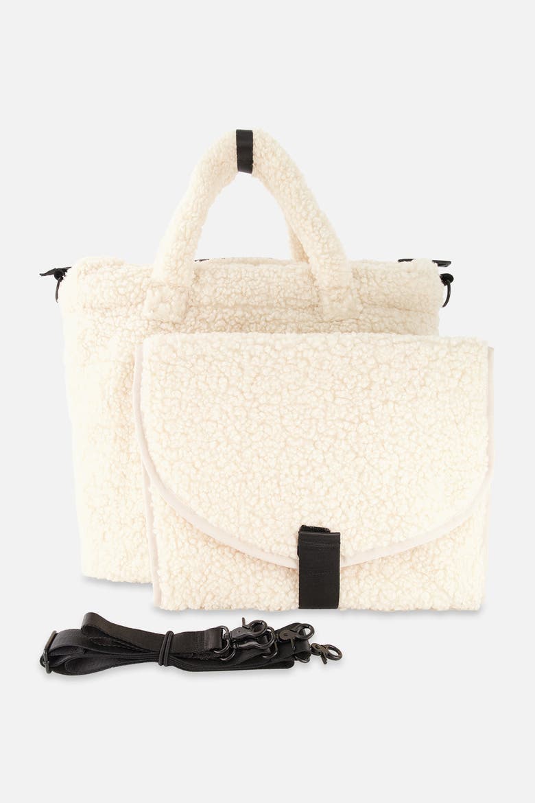 Fleece Changing Mat Stroller Straps Diaper Bag, Alternate, color, Off-White