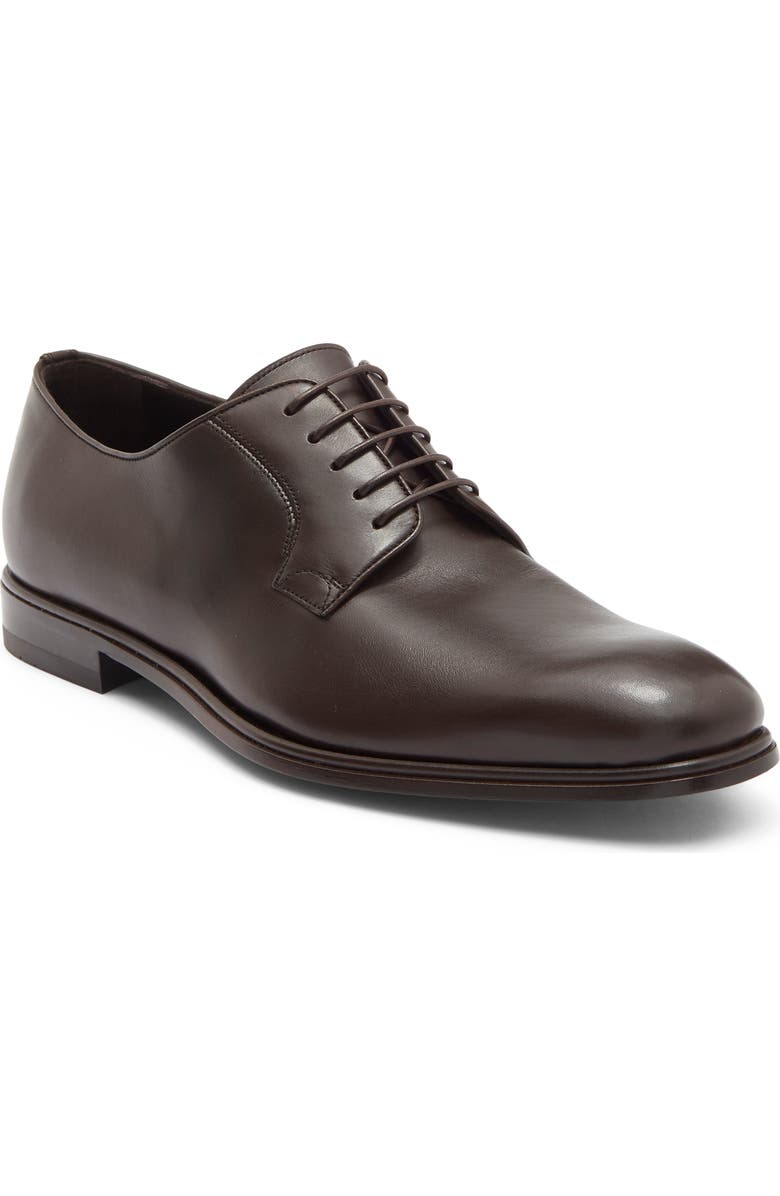 FERRAGAMO Leather Derby, Main, color, Brown