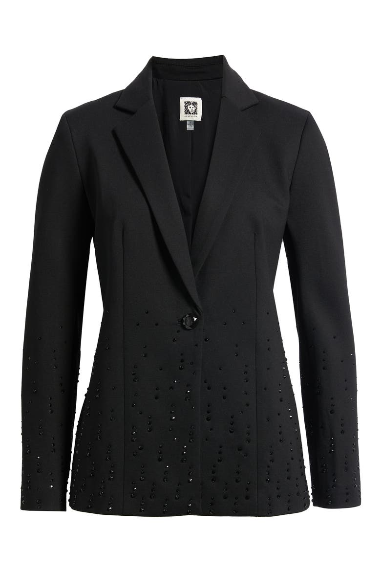 Droplet Embellished One Button Blazer, Alternate, color, ANNE BLACK