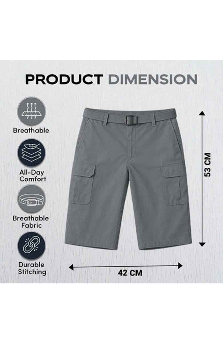 BenBen Mens Cargo Shorts with Adjustable Belted Waist, Alternate, color, Black