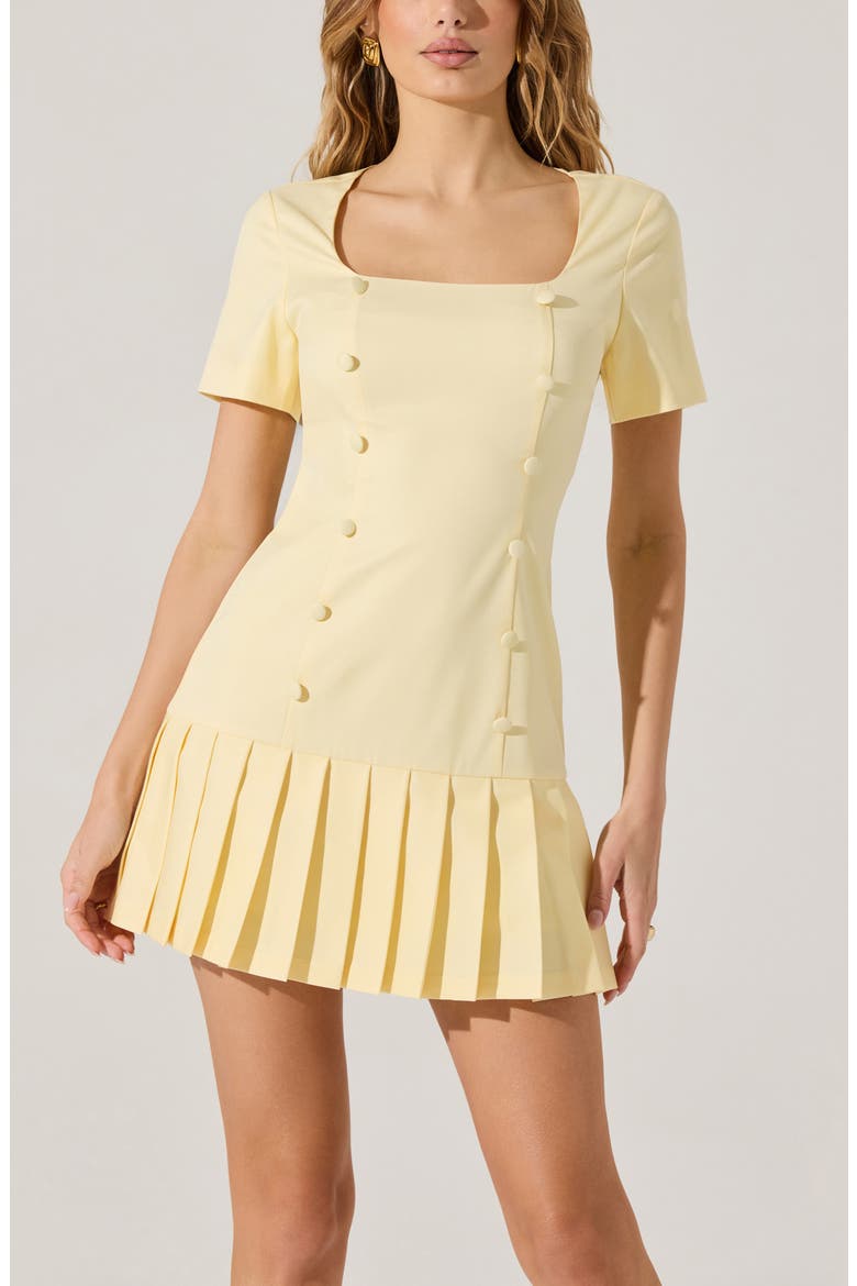 Pleated Minidress, Alternate, color, YELLOW