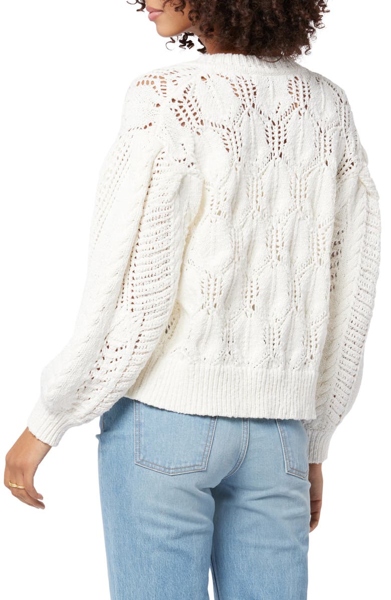 Joie Aurelia Crochet Cotton Cardigan, Alternate, color, Porcelain