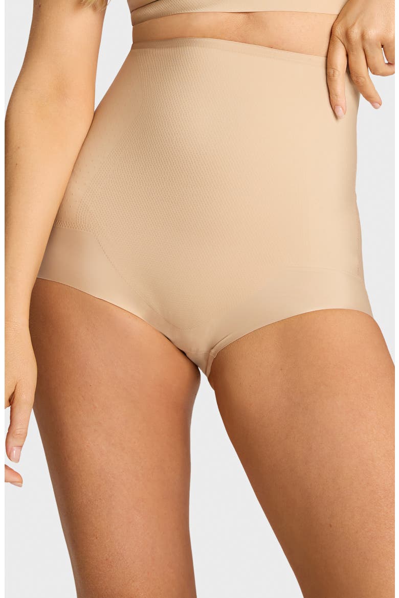 Zone Smoothing High Waist Briefs, Main, color, BEIGE