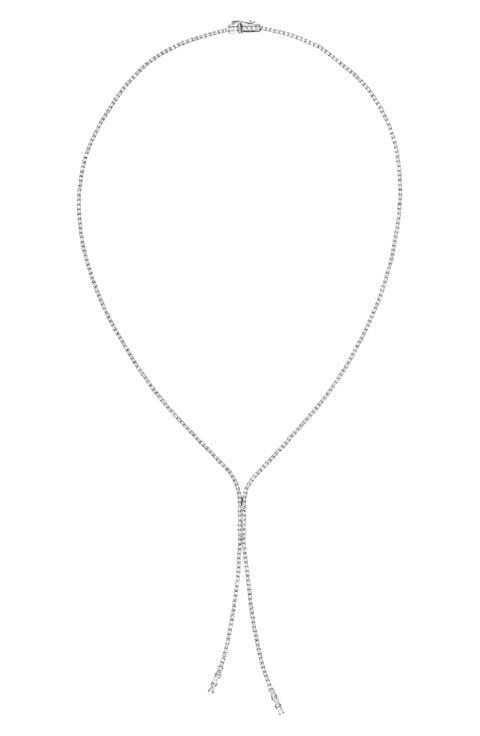 14K Gold Skinny Tennis Y-Necklace