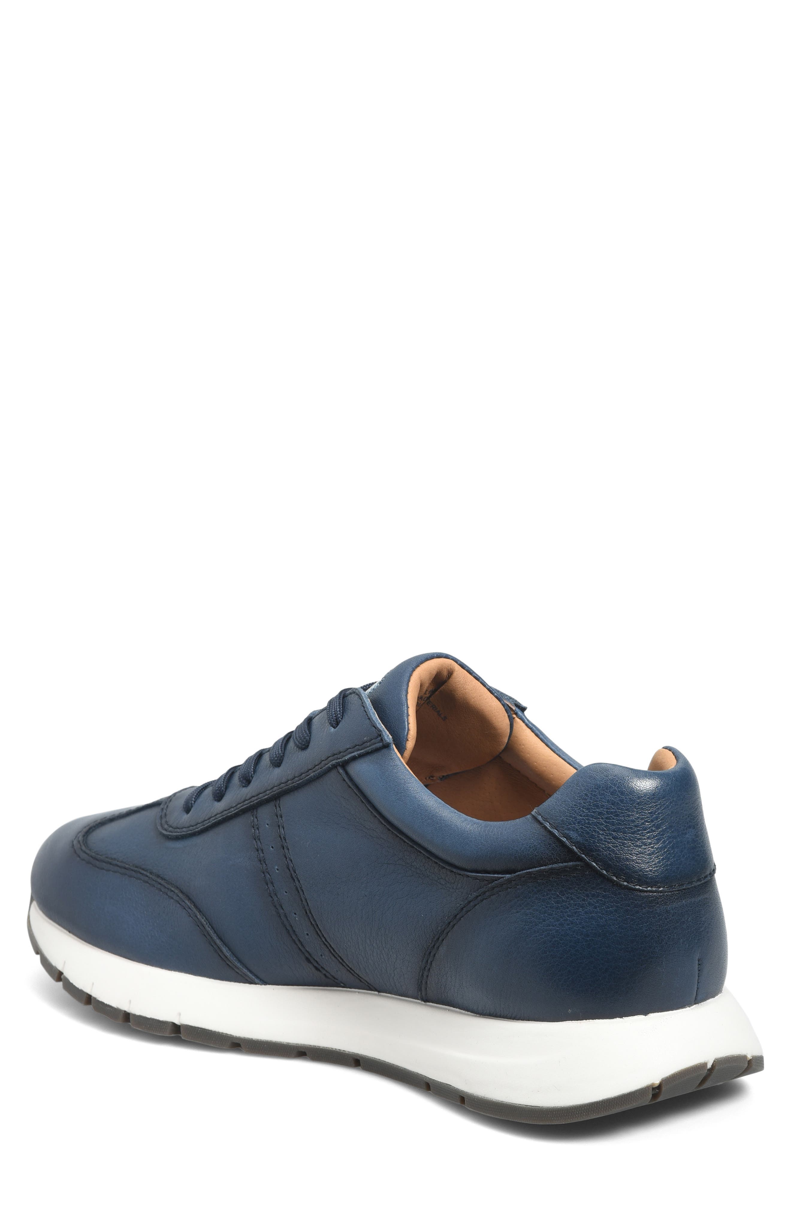Hudson Faux Leather Sneaker, Alternate, color, NAVY